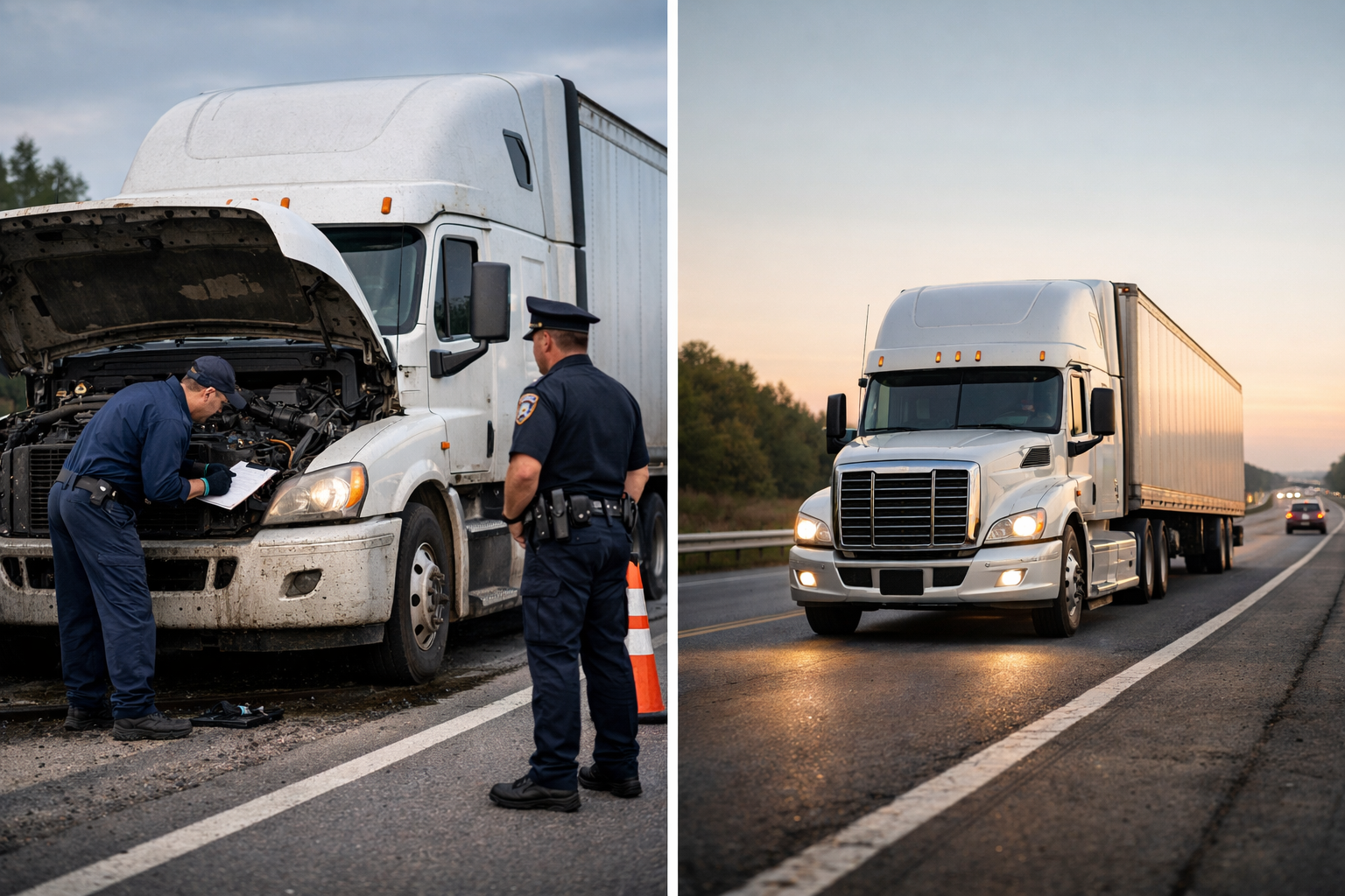Professional mechanic working on truck